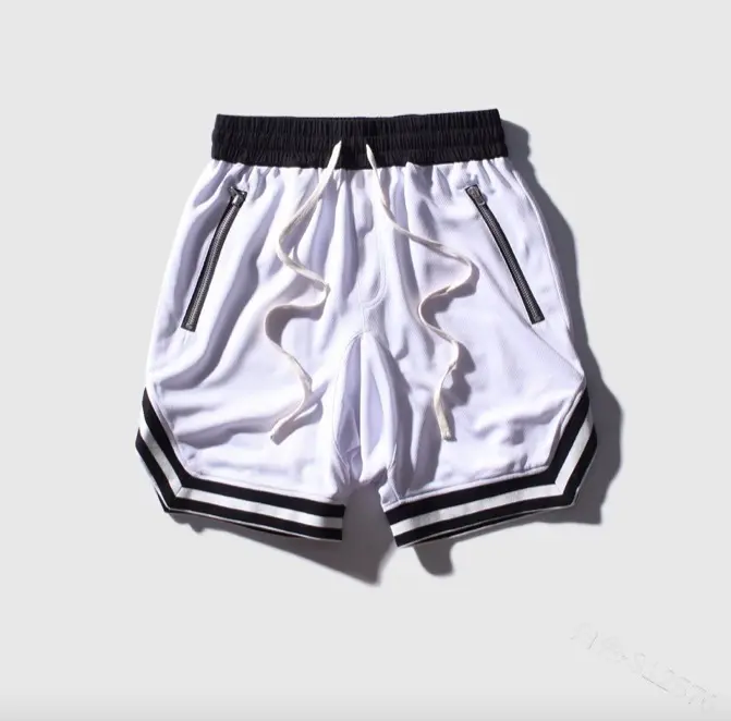 Personalizado en blanco de hombres deportes baloncesto pantalones cortos con bolsillos con cremallera uniforme de baloncesto Jersey de baloncesto