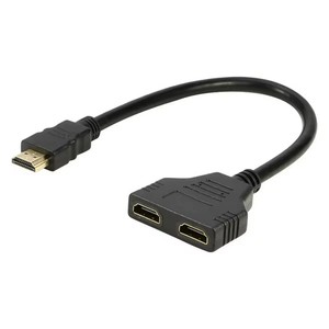 Cable adaptador divisor coaxial HDTV 1 en 2 salidas macho a doble hembra chaqueta de PVC para micrófono, altavoz y aplicaciones de monitor - Product Image 1