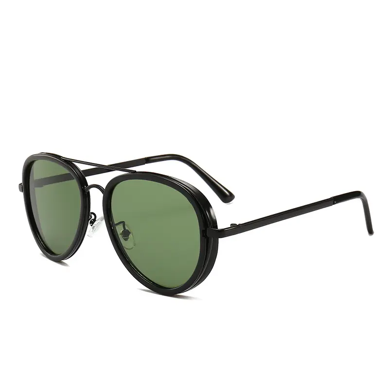 Óculos de sol tipo aviador, lentes de vidro temperado para mulheres, preto, redondos, 2022