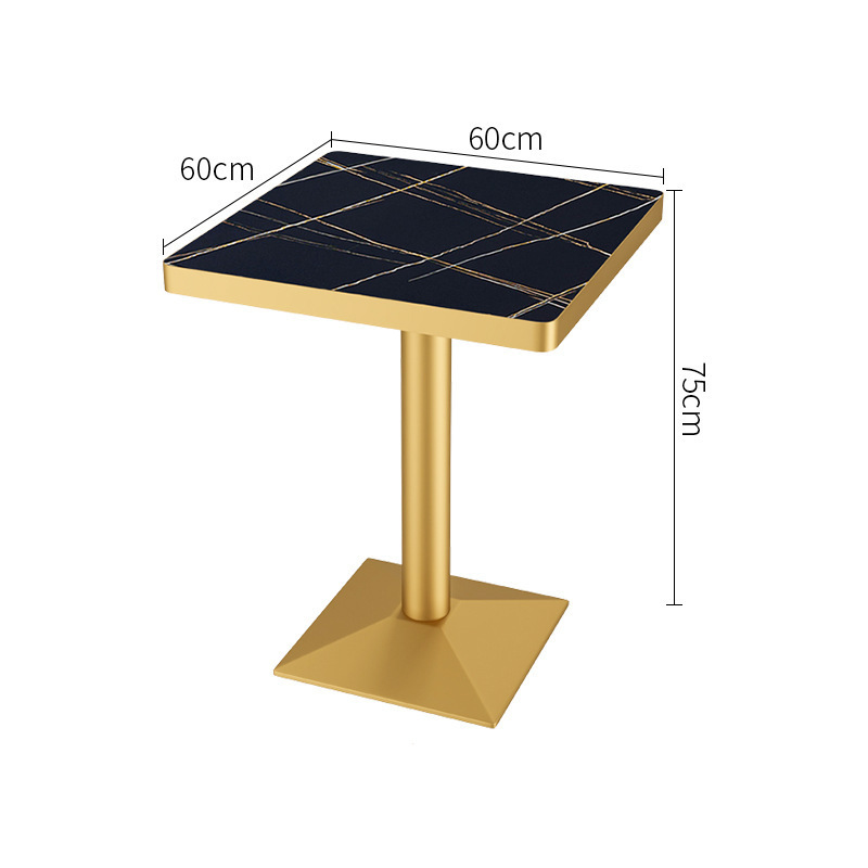 60*60 rock slab gold edge square table