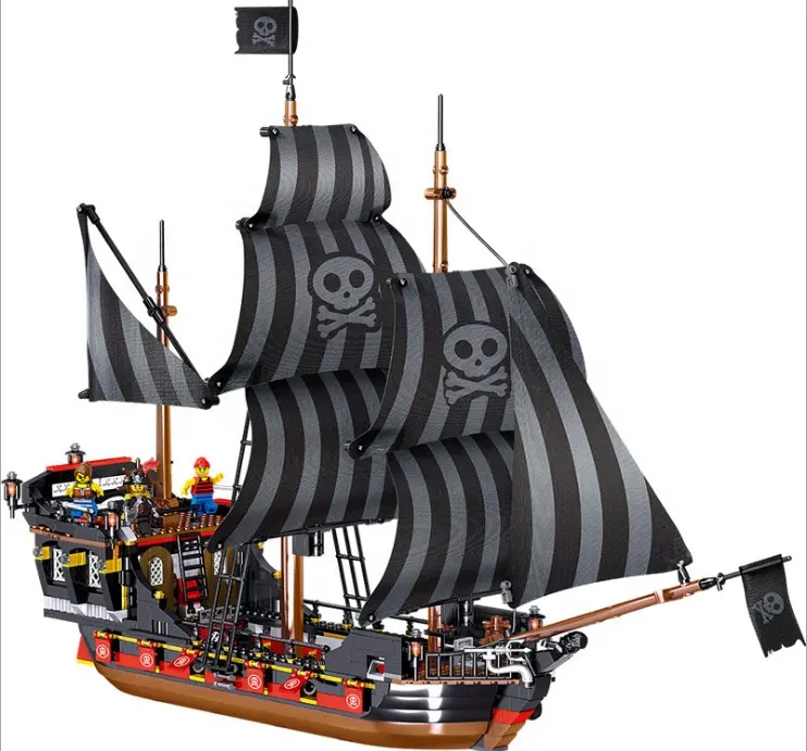 Barang Baru LEGO Partikel Blok Bangunan Kapal Bajak Laut Perahu 3D Model Moc Bangunan Bata Set Mainan