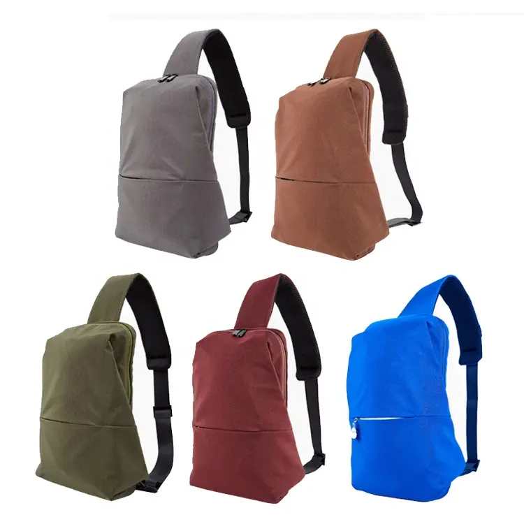 Toptan sadece tasarım polyester göğüs çanta özel logo açık spor erkek sapan gençler için çanta
