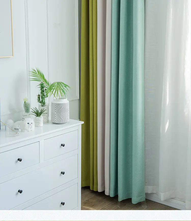 Cortinas Nórdico minimalista moderno veludo linho patchwork cor sólida algodão linho engrossado sombreamento quarto sala cortinas