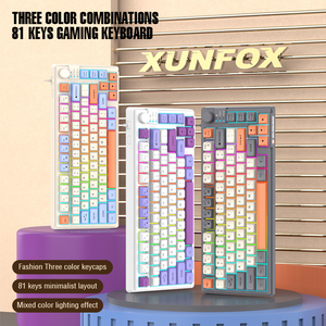 XUNSVFOX K81 Game <strong>Keyboard</strong> 81keys <strong>Multimedia</strong> <strong>Function</strong> Mixed Color Light Effect Wired <strong>Keyboard</strong> - Product Image 2