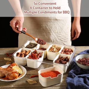 Taşınabilir 8 bölme temizle aperatif kapları Snackle kutusu Charcuterie konteyner bölünmüş hizmet tepsi kapaklı ve kolu - Product Image 6