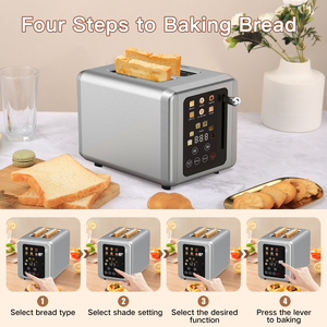 Kommerzielle elektrische 2-Scheiben-stellige Toaster-Maschine mit LED-Küchen-Popup Schwarz Smart Touchscreen-Panel Brötchen-Brot-Toaster - Product Image 2