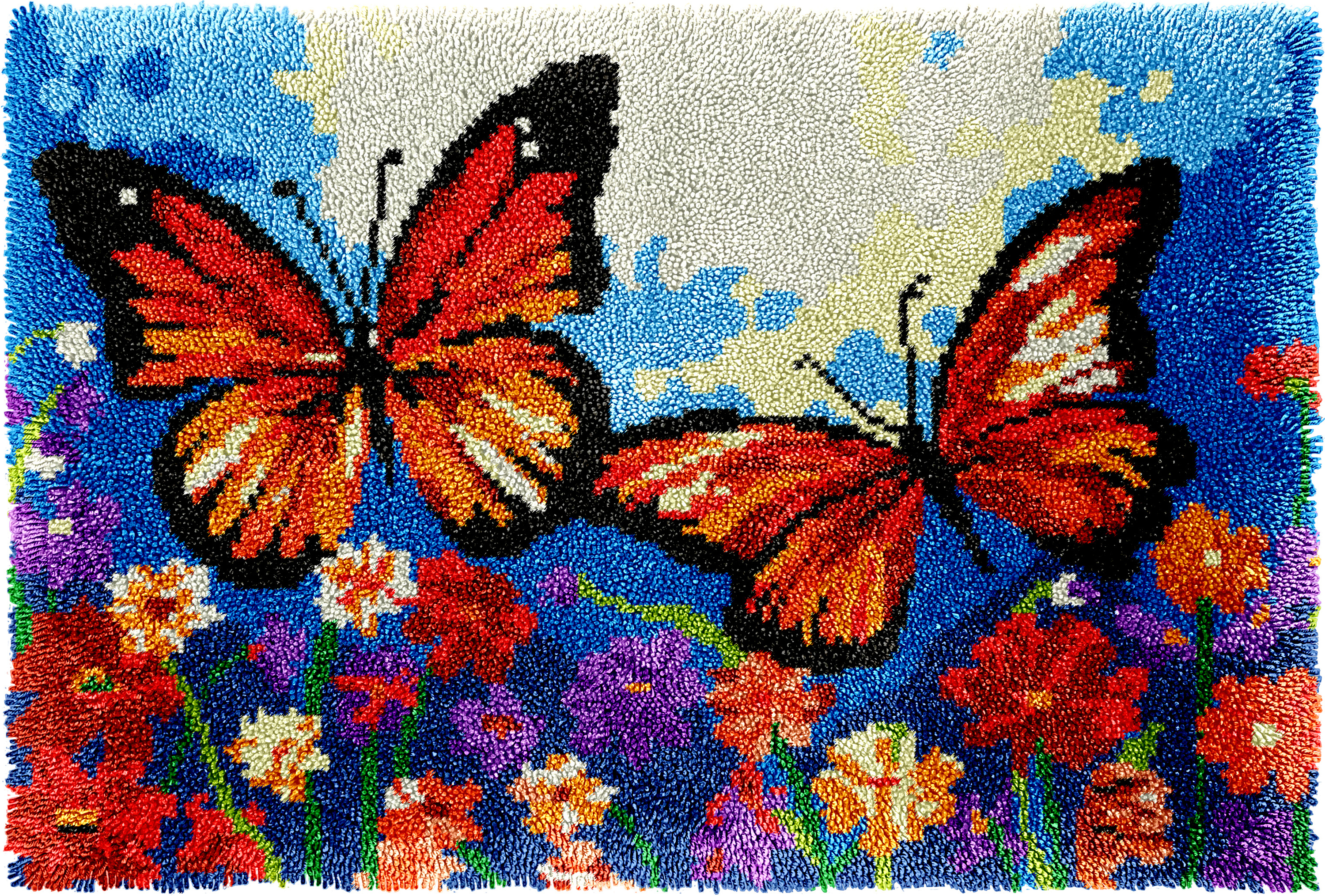 Kit de tapis à crochet papillon fleur