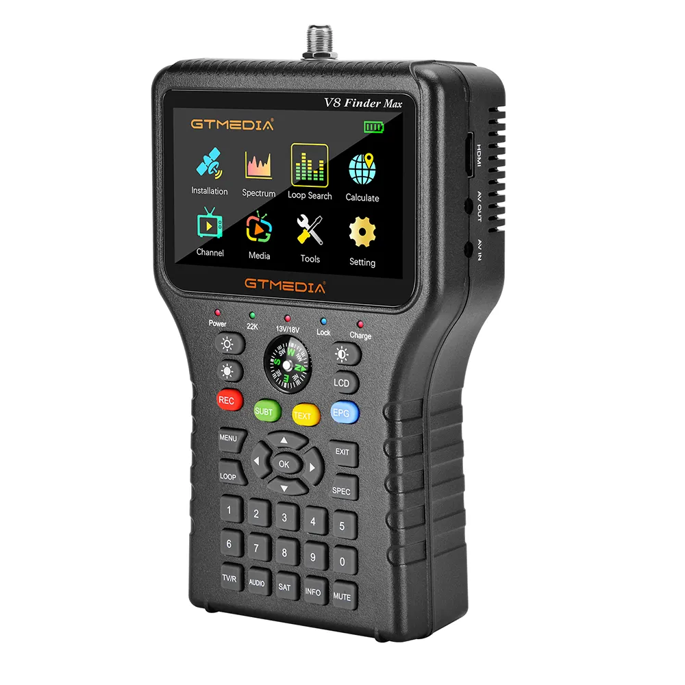 GTMEDIA V8 Finder Max H265 Satellite Finder Support DVB S2X MPEG4 4.3 Inch High Definition TFT LCD Screen with Poly Bag Packing