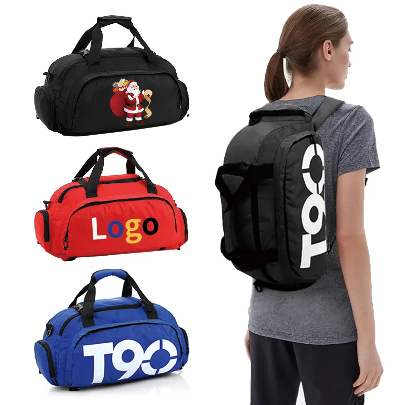 Bolsa de viaje con logotipo personalizado T90 para mujer, bolsa de deporte para entrenamiento de fútbol, bolsa de gimnasio con compartimento para zapatos