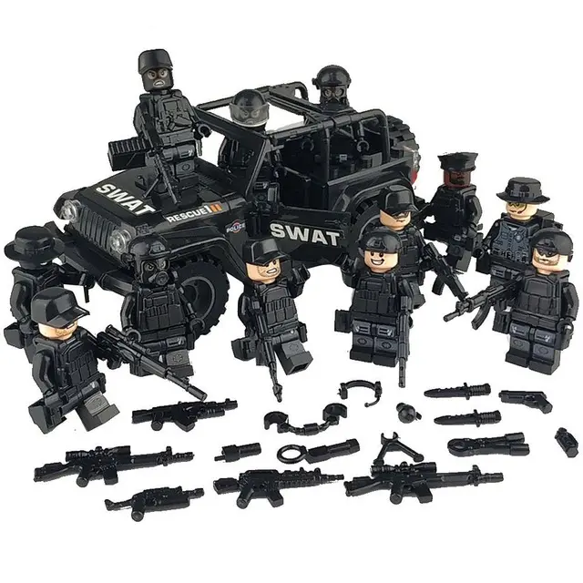 Forces spéciales militaires soldats briques voiture militaire Compatible armé SWAT blocs de construction enfants jouets