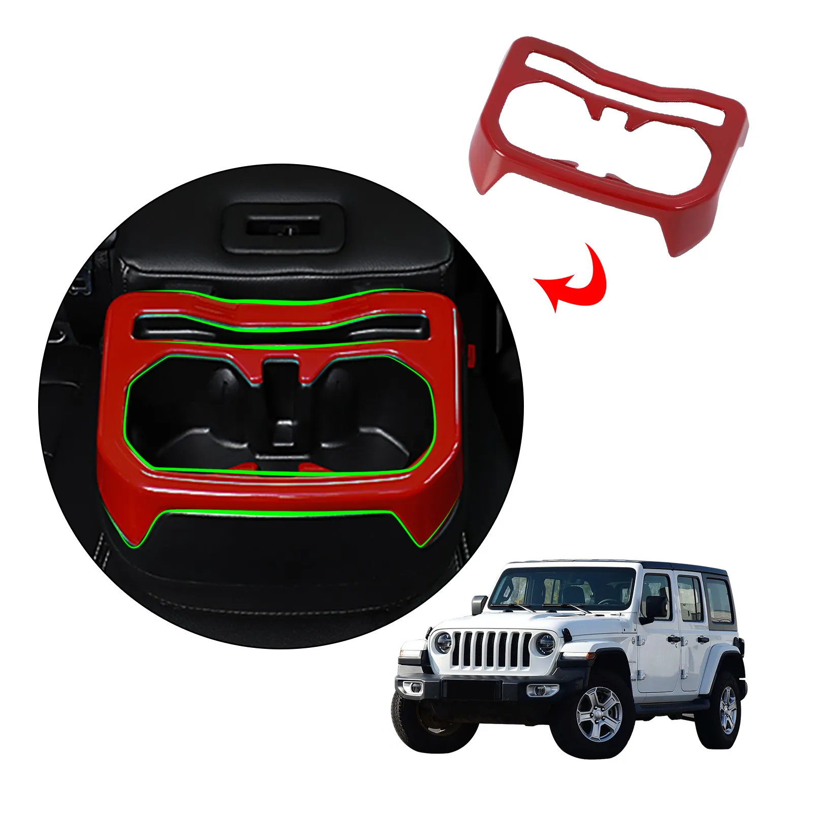 ABS Imitate Carbon Car Accessories Interior Rear Water Cup Holder Cover Seat Drink Storage Box Frame For Jeep Wrangler 2018
