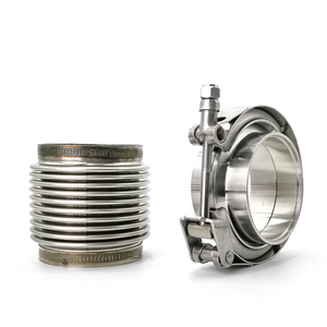 <strong>1.5</strong>&quot; Thru 4&quot; Exhaust Flexi Bellows Flex Joint Assembly with Solid Smooth Liner T Bolt <strong>V</strong> Band Clamp