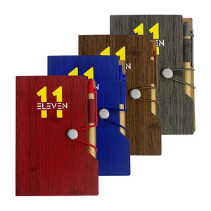 Bloc de notas de madera de color retro portátil con impresión de logotipo personalizado con función autoadhesiva para oficina y toma de notas grandes regalos - Product Image 4