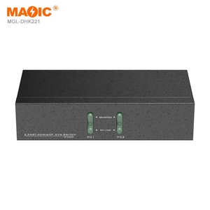 4K 60Hz DP <strong>HDMI</strong> KVM Switch 2 in 2 Out <strong>Dual</strong>-screen Mix Multiport Display Audio Video Switch with Desktop Controller