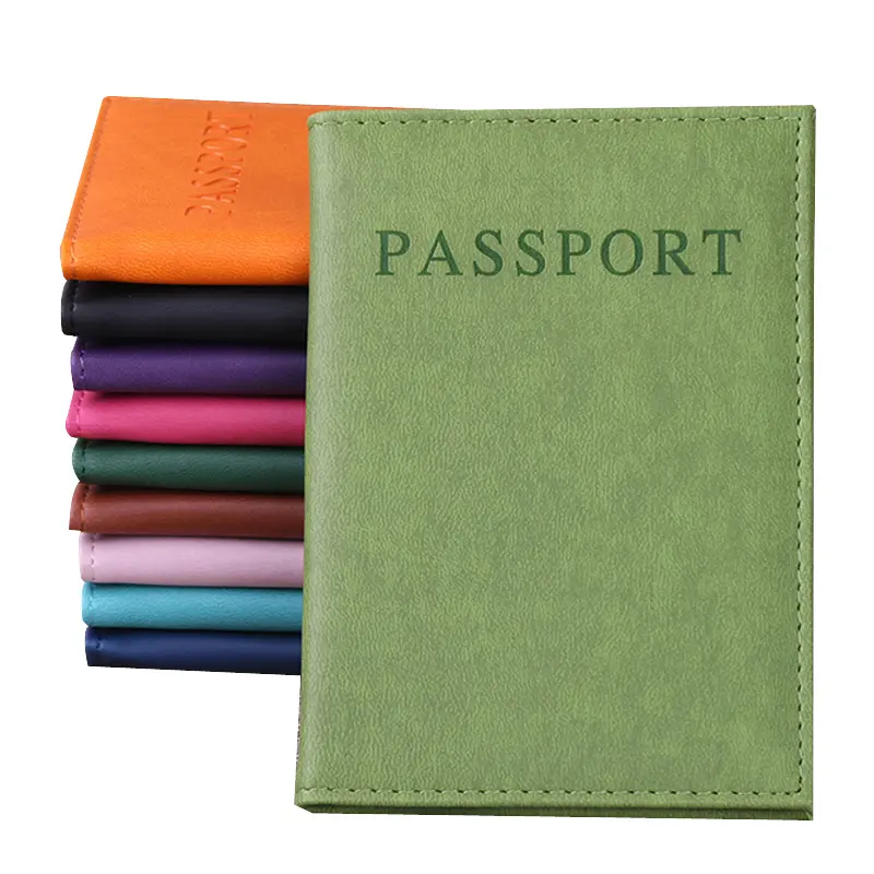 Venta al por mayor de carteras de cuero PU para pasaporte de viaje para mujeres y hombres