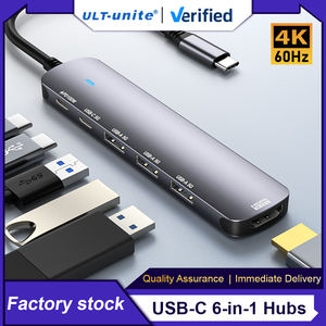 Ult-unite 2025 6 in 1 Port Hub çok fonksiyonlu USB 3.2 Light 10Gb tip c çift HDMI 4K 60 USB a 3 .0 Por USB-c-hub ışık ile - Product Image 2