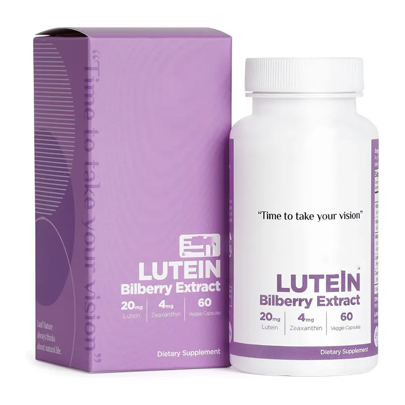 Luteína 20mg con zeaxantina 4mg y extracto de arándano 100mg, vitamina, apoya la visión y la salud macular, LUTEMAX 2020, sin OMG,