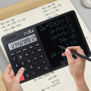 12 Digit Voice Music Calculator with Writing Board Battery Powered Electronic Desktop Calculator with Notepad - Product Image 6