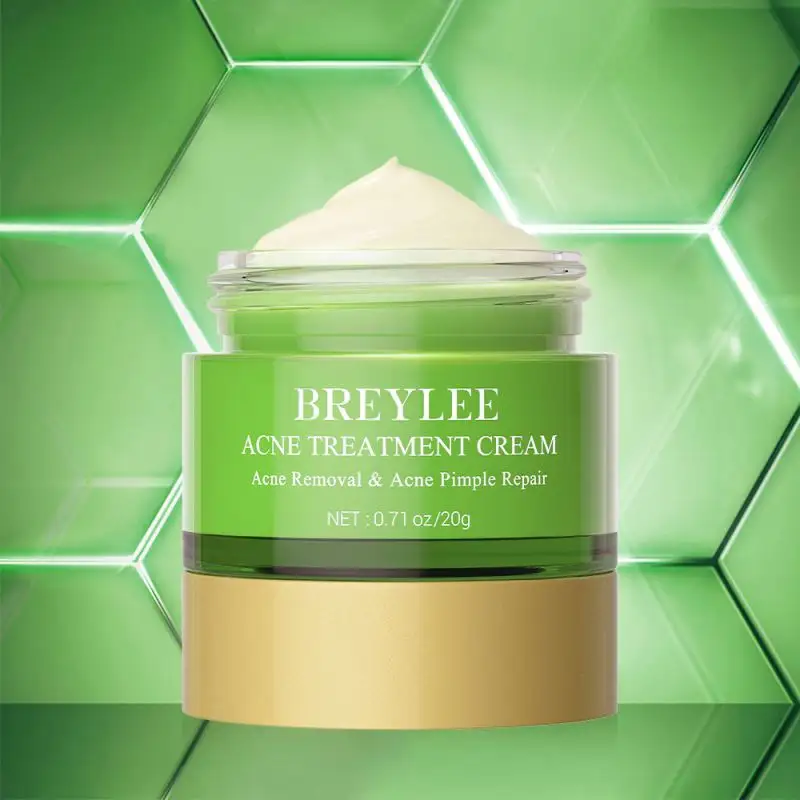 BREYLEE 20g Suero de árbol de té Crema facial Eliminación de acné Reparación de espinillas Control de aceite Cuidado facial Crema hidratante para el tratamiento del acné