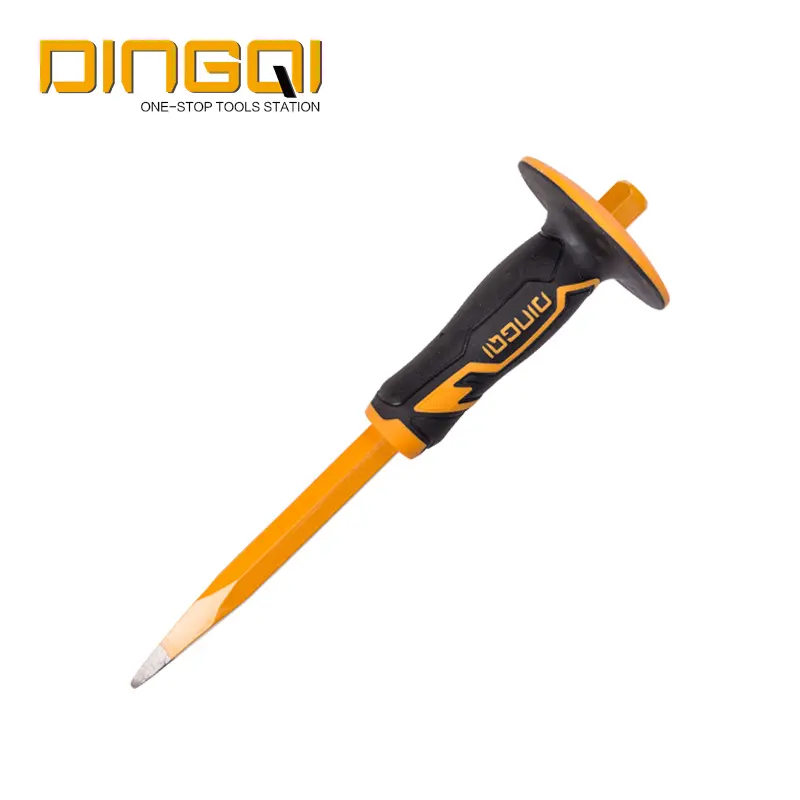 DingQi High Quality Stone Chisel Quarry Pick Quarry Chisel Carbon Steel Cold Chisel With Safe Grip Rubber Handle