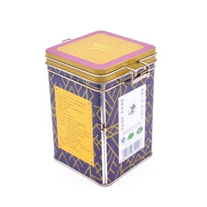 精致的新设计的中国工厂直接方形密封金属茶罐与金属线串 - Product Image 2