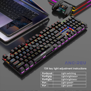 在庫ありRGBキーボードメカニカルキーボード104キー9つの異なるモードLED照明有線メカニカルキーボード - Product Image 4