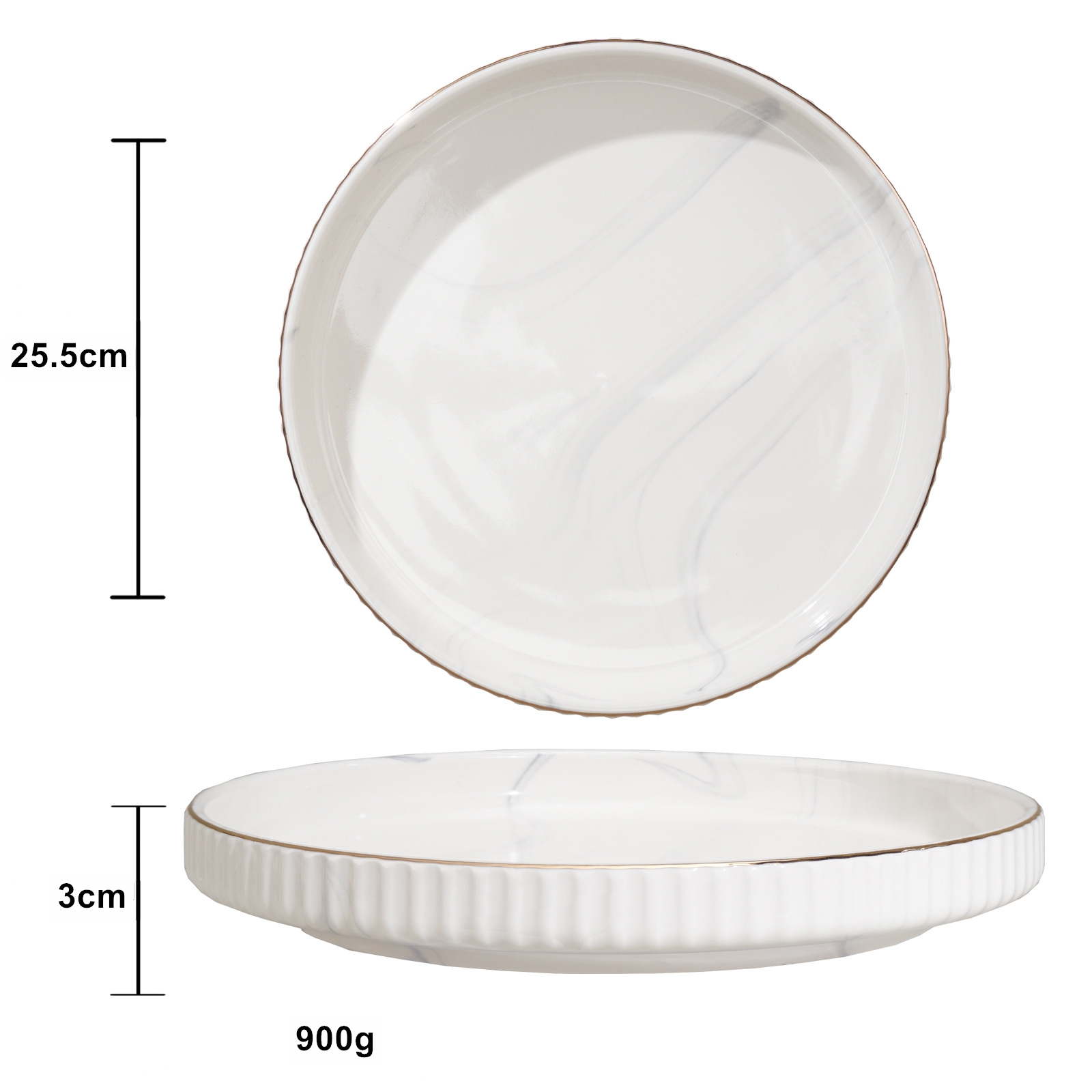 marble white 10-inch round dish