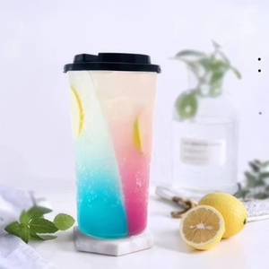 Disposable <strong>Split</strong> Twin Plastic <strong>Cup</strong> with Double Lid for Serving Two Different Drinks at Parties - Product Image 4