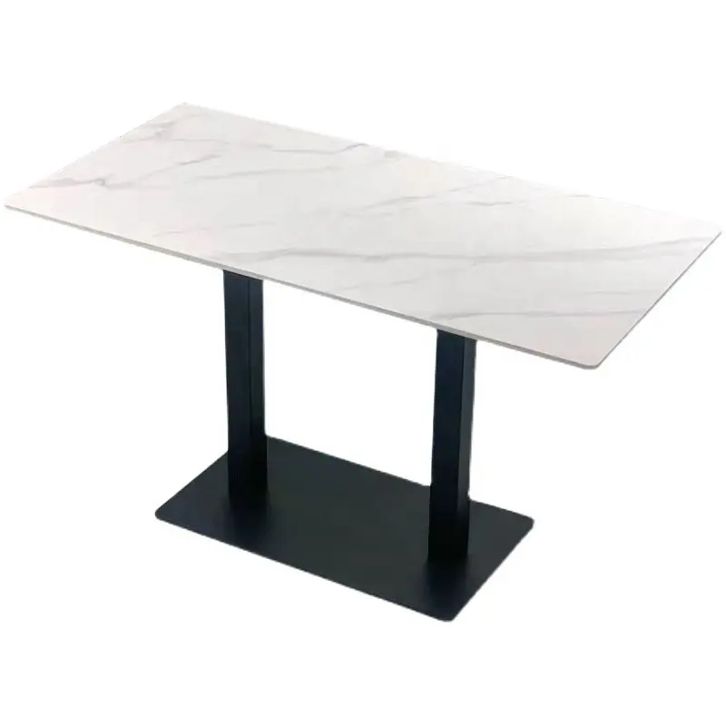 Factory Price Rectangle Artificial Marble Dining Tables Round Square Cafe Table Fast Food Restaurant Table With Metal Leg