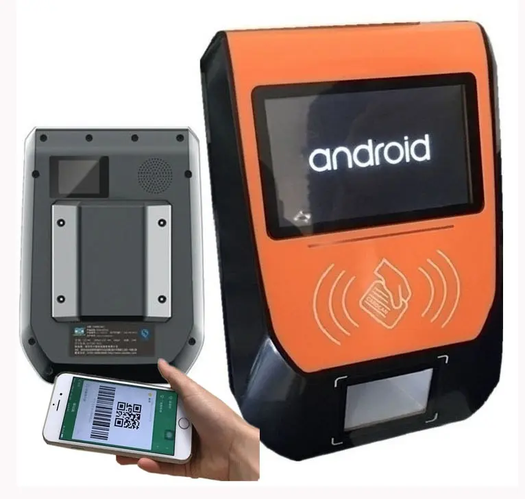 Sin Contacto autobús lector de tarjeta inteligente/validador/Sistema de POS Terminal con 1D/2D/Bar/QR escáner de código y NFC