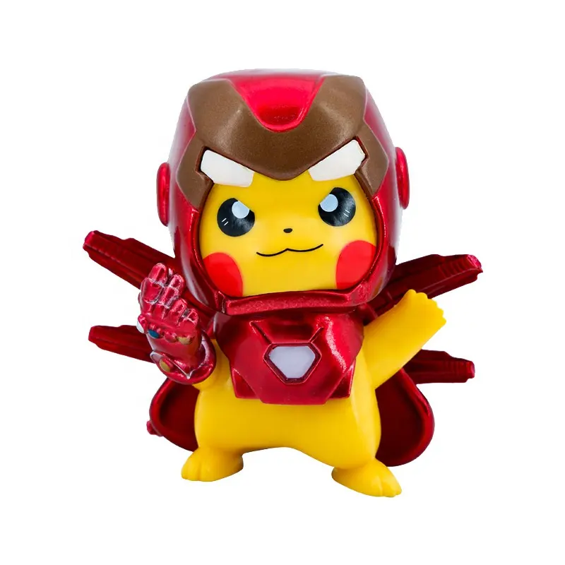 10cm PVC Pokemoned Pickachu Cosplay Iron mans Bonito Anime Figura Para Coleção Decoração Modelo Brinquedos