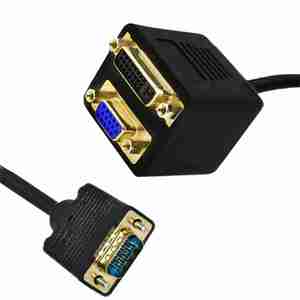 VGAオスからVGA + DVI 4K解像度ケーブルPVCジャケット1対2スプリッター接続24 + 5ピン - Product Image 3