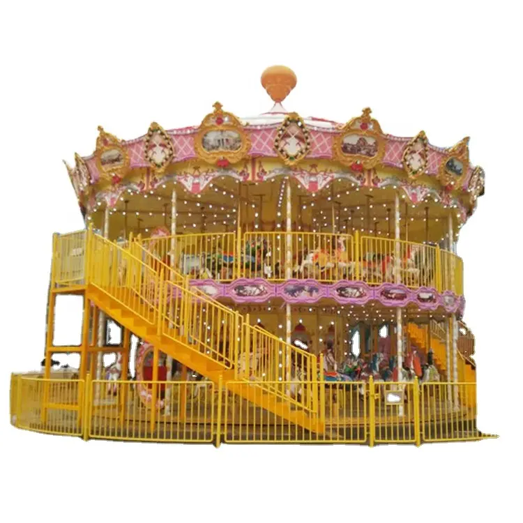 Family Carousel Horse for Sale Amusement Park Ride Made of Wood and Metal for Public Occasions and Trampoline Parks