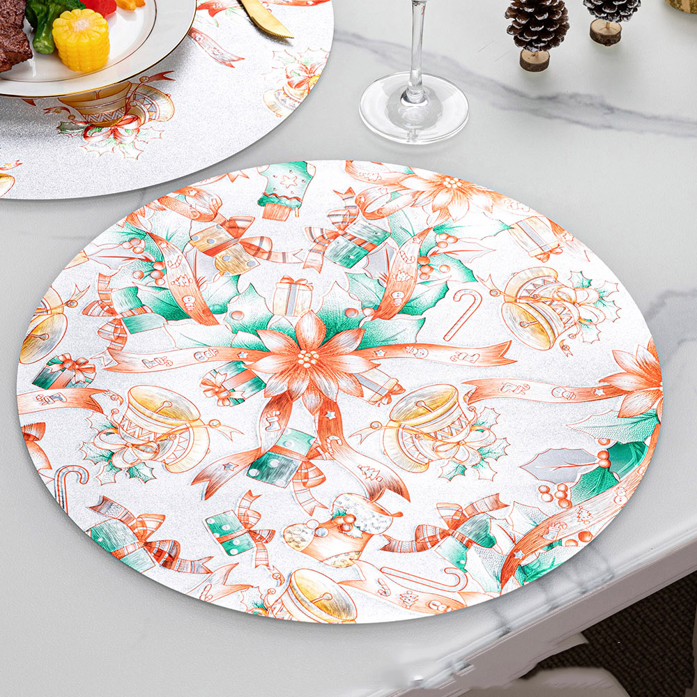 IUIU 45*30cm 6 pcs Set PVC American European Western Stylish Christmas Xmas Dining Placemats for Table