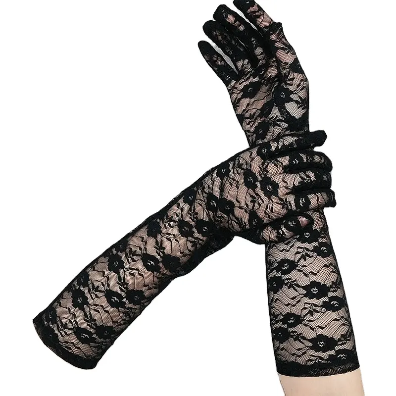 Gants en dentelle pour femme, longueur de coude, fête de mariage, cérémonie, dentelle Sexy, longs gants de doigts de mariée pour adulte