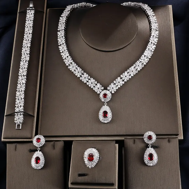 RAKOL SP312 Pha Lê Sang Trọng CZ Zircon Bridal Wedding Phụ Nữ Jewelry Sets Tinh Tế Teardrop Cubic Zircon Wedding Jewelry Set