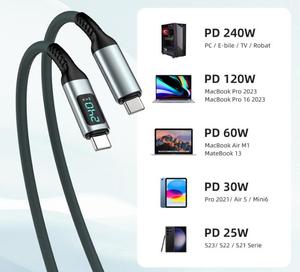 LED 240W Emark USB 4.0 C erkek USB 4.0 C erkek güç şarj veri transferi 40gbps kablo - Product Image 6