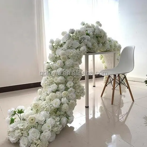 Atacado de alta qualidade seda rosa flores corredores floral corredor corredor corredor casamento linha decoração artificial casamento arco flor