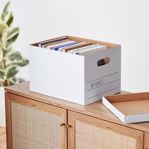 Cajas de almacenamiento de papel Kraft grandes de tamaño personalizado cartón corrugado archivo banquero documento caja de cartón con asa portátil - Product Image 5