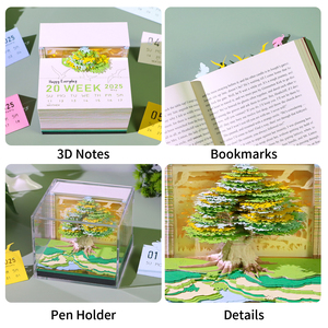 Bloc de notas de calendario de arte 3D 2025, papel de pieza de tiempo creativo precortado a mano, calendario de Bloc de notas 3D para regalo de cumpleaños de vacaciones - Product Image 6
