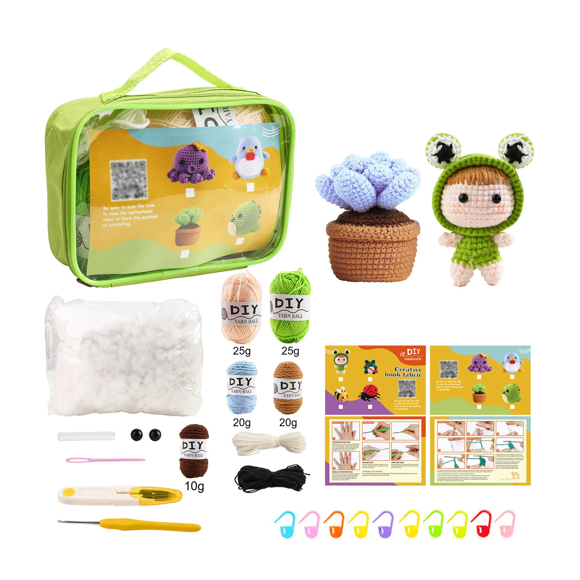 Kits de manualidades de peluche todo en uno, ganchillo para principiantes, kit de ganchillo DIY