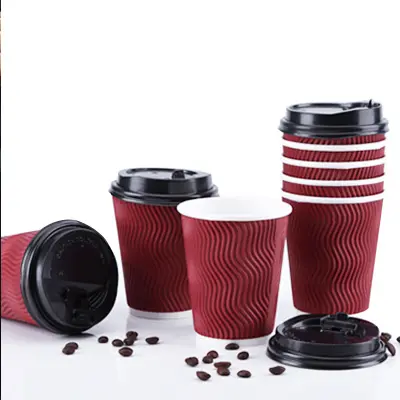 Disposable 8oz Double Wall Kraft Carton Pe Coated Custom Brand Logo Color Paper Cup Manufacturers