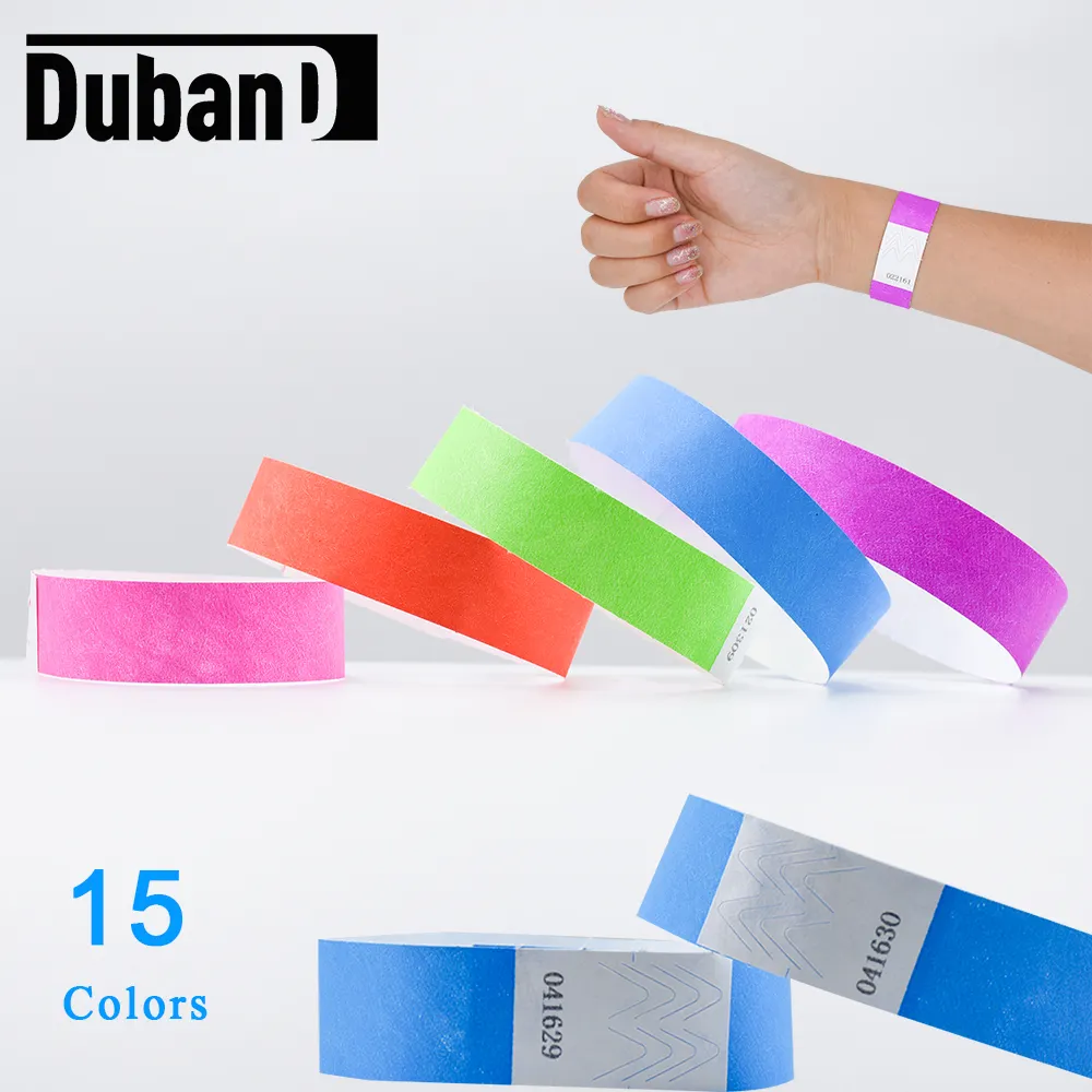 Pulseras de papel personalizadas para eventos, pulseras Tyvek con números secuenciales para fiestas y festivales