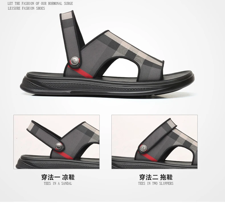 Fashion Men Leather Sandals Shoes High Quality Breathable Beach Sandals Slippers