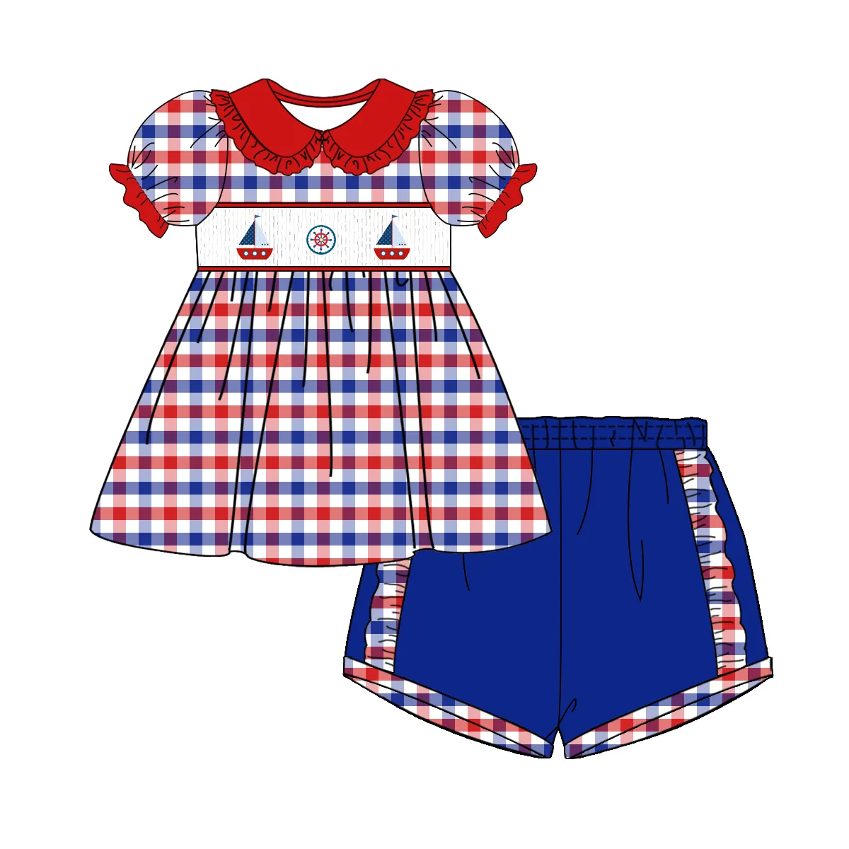 Puresun Low Moq Großhandel Boutique Kleidung Set 4. Juli Baby Outfits patriotische Kleidung Mädchen Kleidung Sets