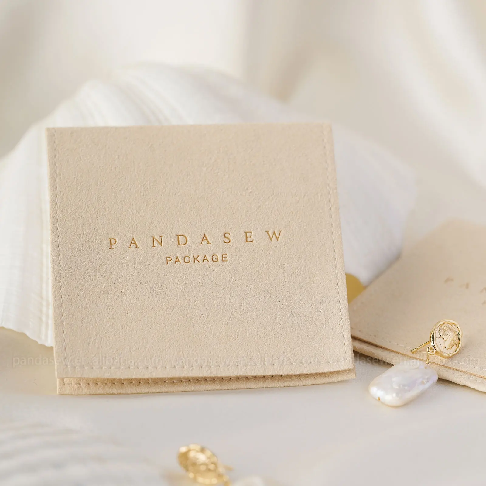 PandaSew logo personalizzato piccolo dadi orecchino collana regalo gioielli in microfibra confezione borsa per gioielli