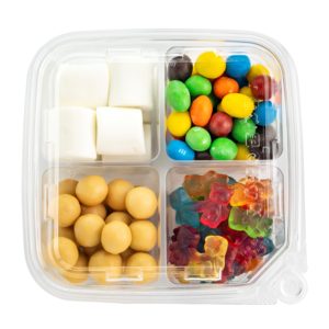 Thiết kế tuyệt vời làm xáo trộn rõ ràng bao bì Grab-N-Go Snack hộp-4 ngăn vuông thực phẩm container với khóa an toàn - Product Image 1