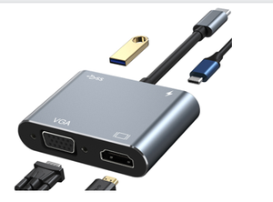 4合1 C型至USB 3.0 100W PD集线器适配器转换器1080p VGA多端口USB C集线器笔记本电脑电话适配器 - Product Image 3