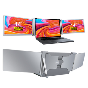 Monitor triple de 14 pulgadas, tres pantallas, monitores de ordenador LCD con múltiples puertos, extensor de pantalla de ordenador portátil, Monitor portátil - Product Image 1