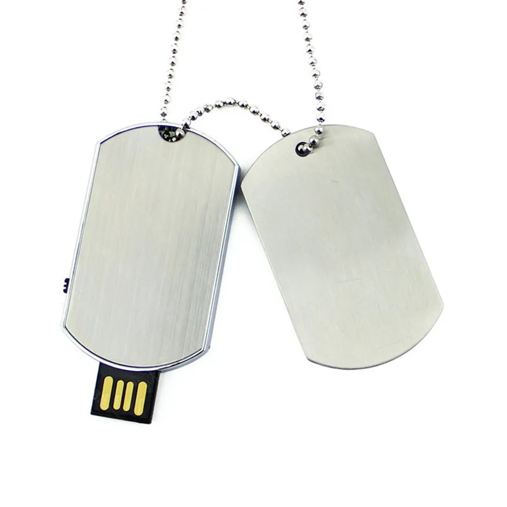 Cadeau de Noël Collier Dog Tag Forme 1Gb 128Gb Usb Flash Drive Pendrive Memory Stick Disk